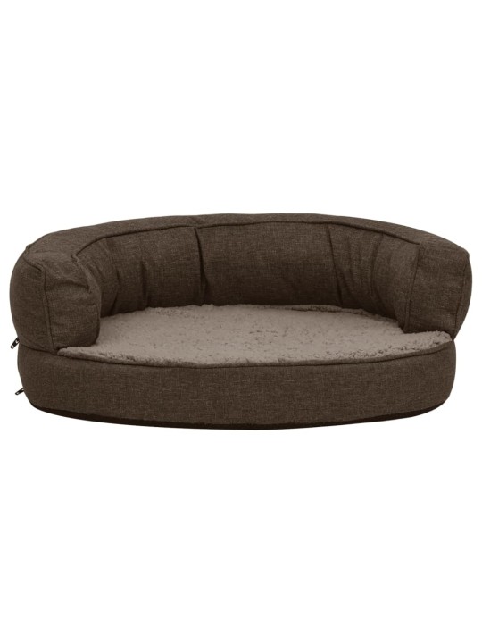 Ergonomický pelíšek pro psy 60 x 42 cm lněný vzhled flís hnědý
