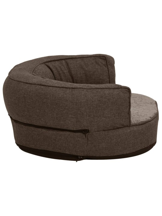 Ergonomický pelíšek pro psy 60 x 42 cm lněný vzhled flís hnědý