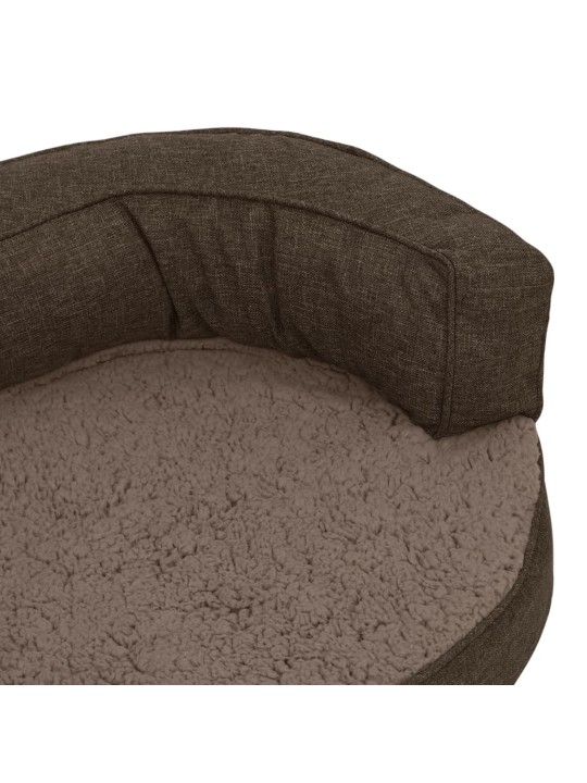 Ergonomický pelíšek pro psy 60 x 42 cm lněný vzhled flís hnědý