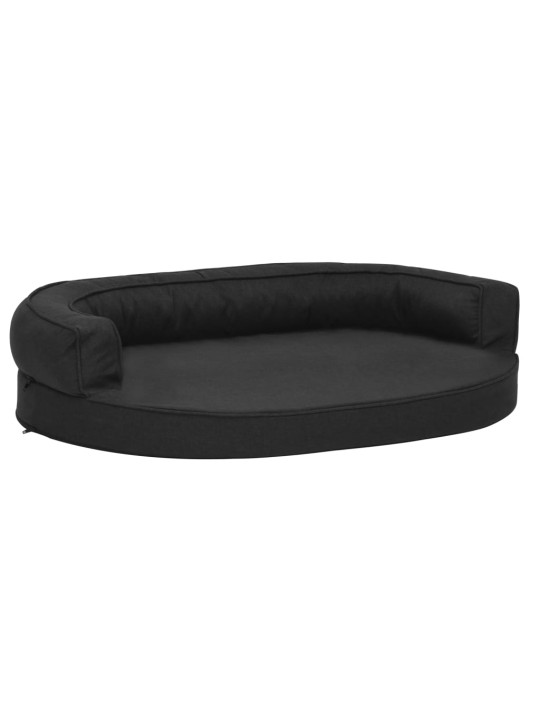 Ergonomický pelíšek pro psy 75 x 53 cm lněný vzhled černý