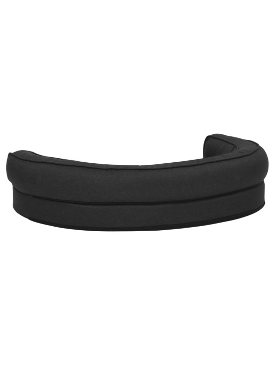 Ergonomický pelíšek pro psy 75 x 53 cm lněný vzhled černý