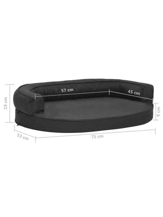 Ergonomický pelíšek pro psy 75 x 53 cm lněný vzhled černý