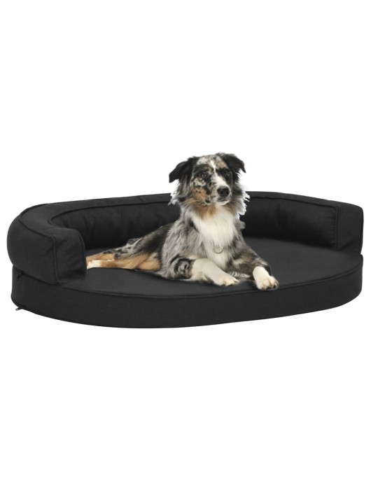 Ergonomický pelíšek pro psy 75 x 53 cm lněný vzhled černý