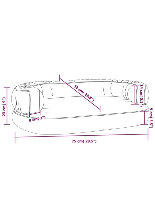 Ergonomický molitanový pelíšek pro psy modrý 75x53cm umělá kůže