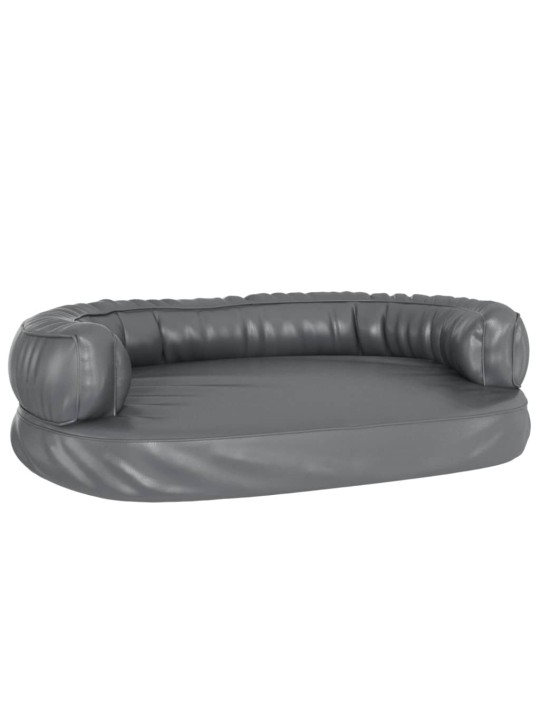 Ergonomický molitanový pelíšek pro psy šedý 75x53 cm umělá kůže