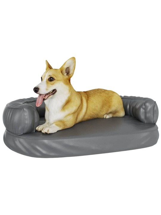 Ergonomický molitanový pelíšek pro psy šedý 75x53 cm umělá kůže