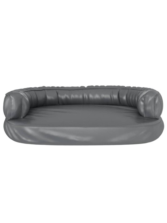 Ergonomický molitanový pelíšek pro psy šedý 75x53 cm umělá kůže