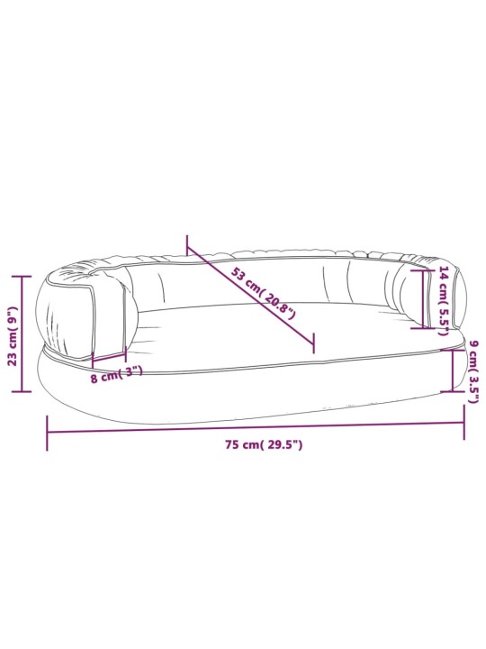 Ergonomický molitanový pelíšek pro psy šedý 75x53 cm umělá kůže