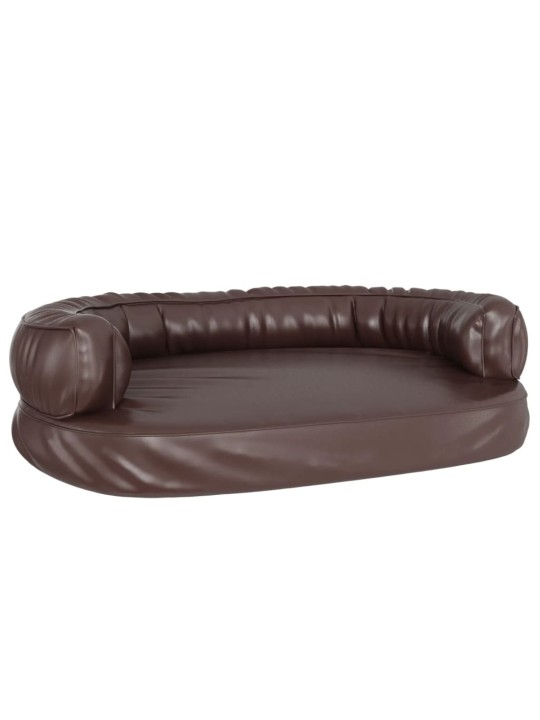 Ergonomický molitanový pelíšek pro psy hnědý 88x65cm umělá kůže