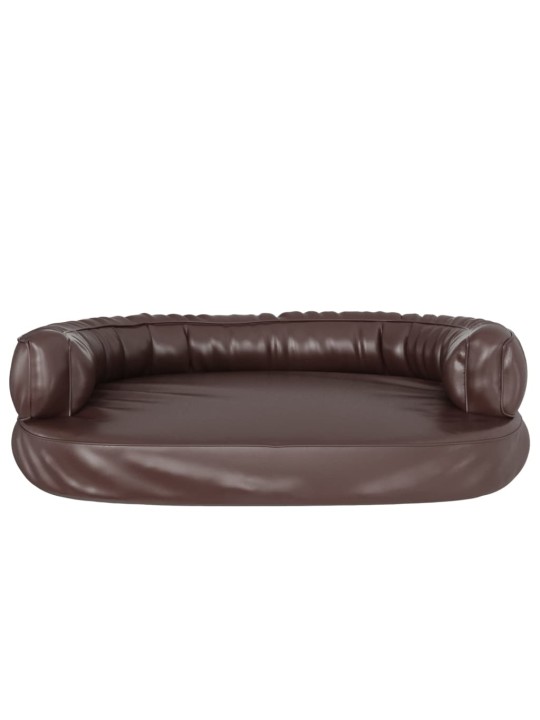 Ergonomický molitanový pelíšek pro psy hnědý 88x65cm umělá kůže