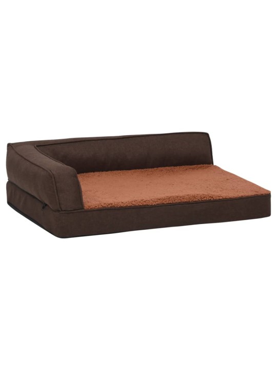 Ergonomický pelíšek pro psy 60 x 42 cm lněný vzhled flís hnědý
