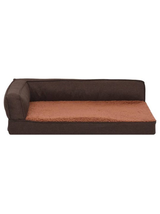 Ergonomický pelíšek pro psy 60 x 42 cm lněný vzhled flís hnědý