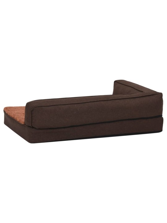 Ergonomický pelíšek pro psy 60 x 42 cm lněný vzhled flís hnědý