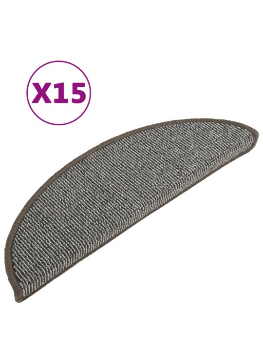 Kobercové nášlapy na schody 15 ks šedé 56 x 17 x 3 cm
