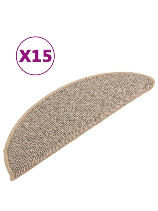 Kobercové nášlapy na schody 15 ks hnědé 56 x 17 x 3 cm