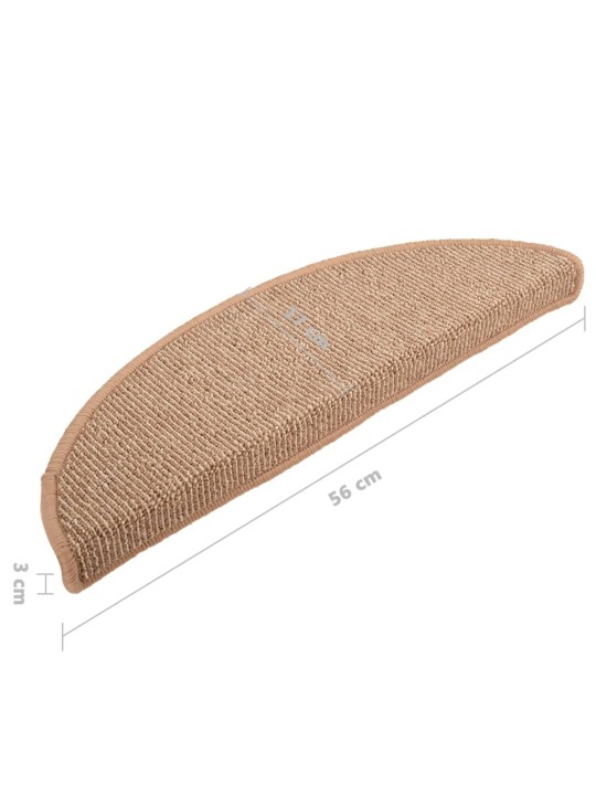 Kobercové nášlapy na schody 15 ks světle hnědé 56 x 17 x 3 cm