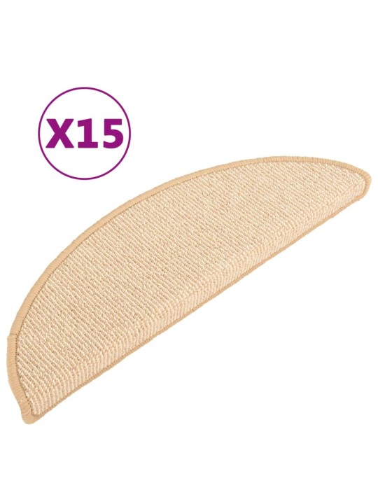 Kobercové nášlapy na schody 15 ks krémové 56 x 17 x 3 cm