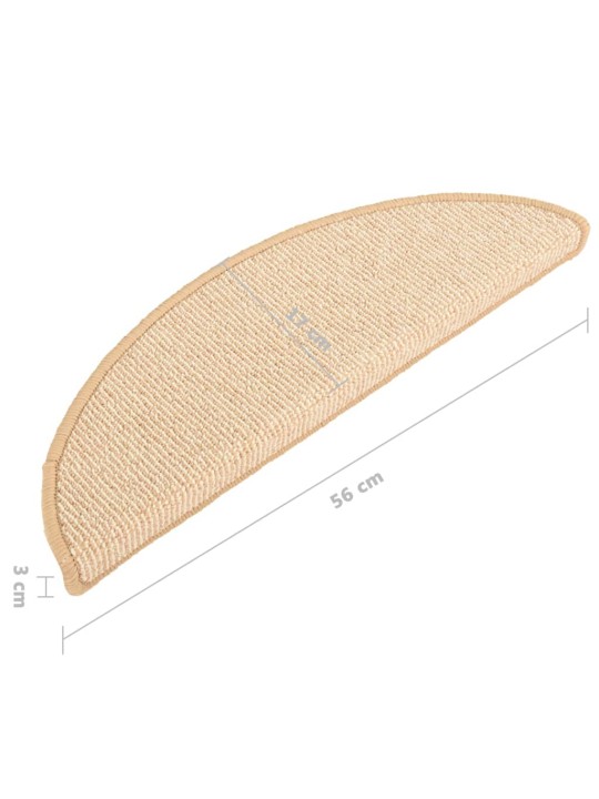 Kobercové nášlapy na schody 15 ks krémové 56 x 17 x 3 cm