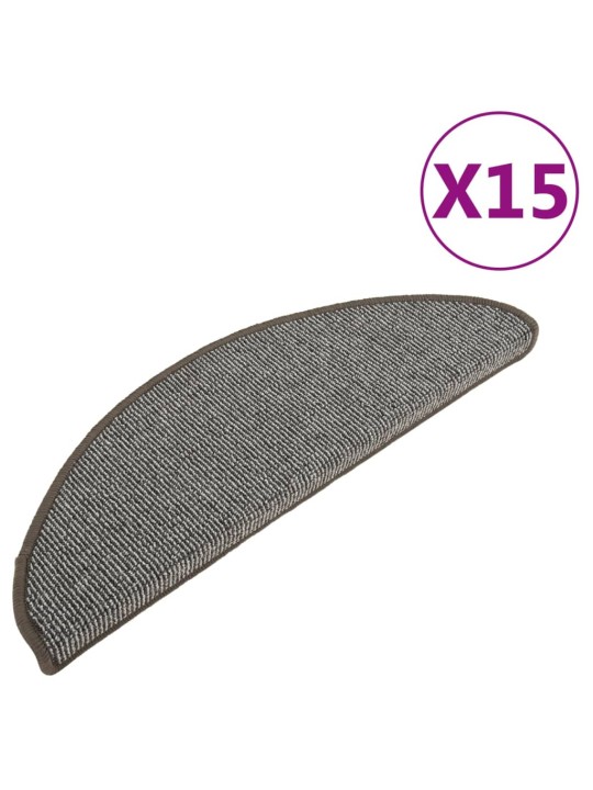 Kobercové nášlapy na schody 15 ks šedé 65 x 21 x 4 cm