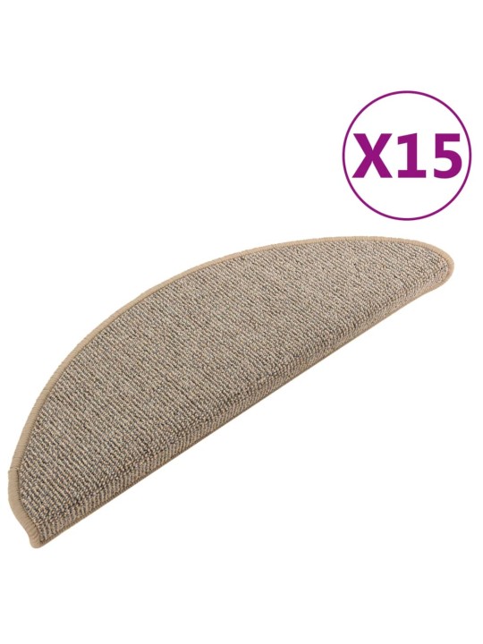 Kobercové nášlapy na schody 15 ks šedé a hnědé 65 x 21 x 4 cm