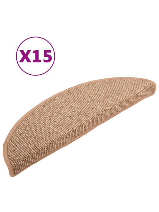 Kobercové nášlapy na schody 15 ks světle hnědé 65 x 21 x 4 cm