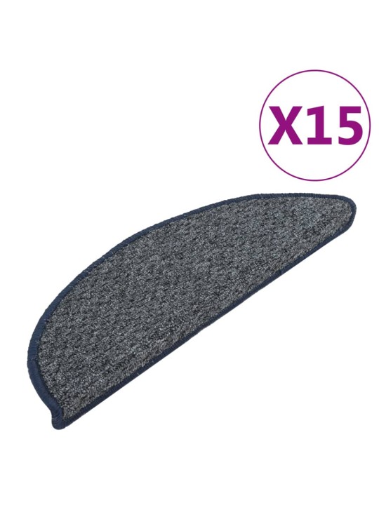 Kobercové nášlapy na schody 15 ks tmavě modré 56x17x3 cm