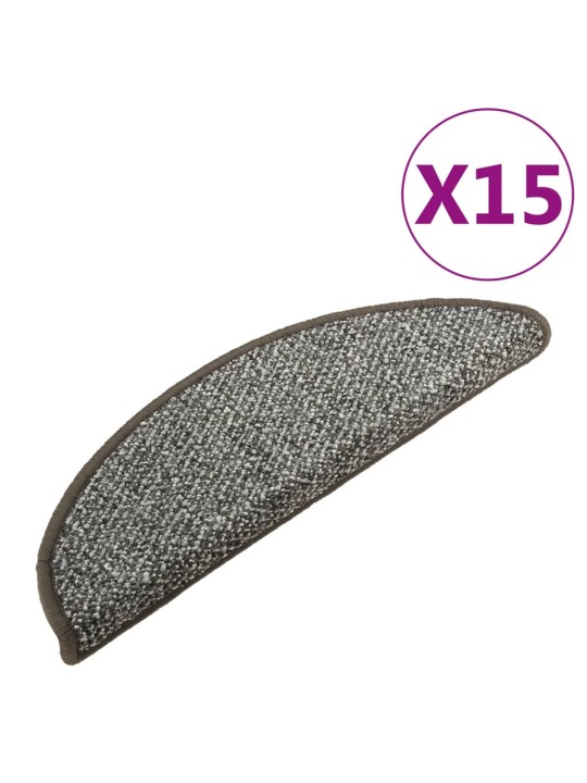 Kobercové nášlapy na schody 15 ks antracitové 65x21x4 cm