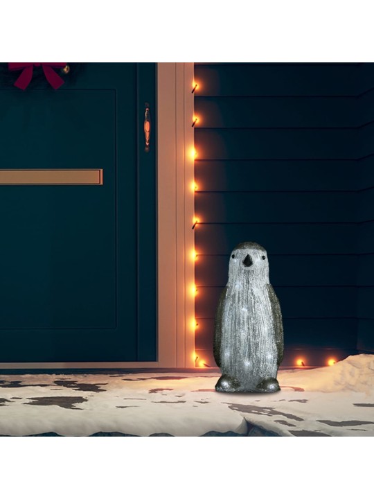 Vánoční akrylový tučňák s LED vnitřní i venkovní 30 cm