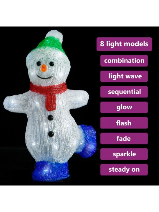 Vánoční akrylový sněhulák s LED vnitřní i venkovní 30 cm