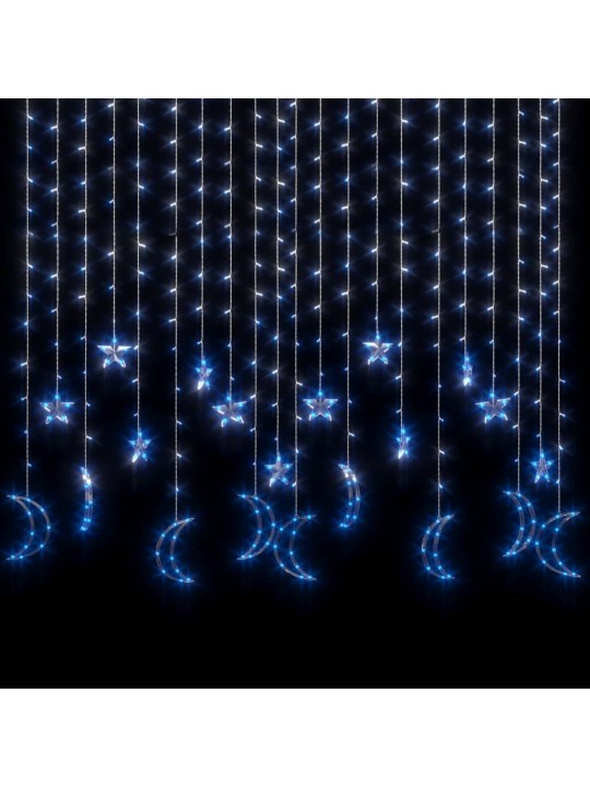 Pohádková světla hvězda a měsíc ovladač 345 LED modrá