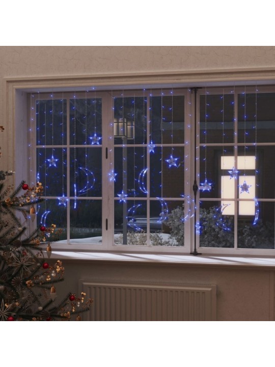 Pohádková světla hvězda a měsíc ovladač 345 LED modrá
