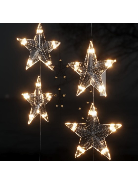 Světelný závěs hvězdičky 200 LED teplé bílé světlo 8 funkcí