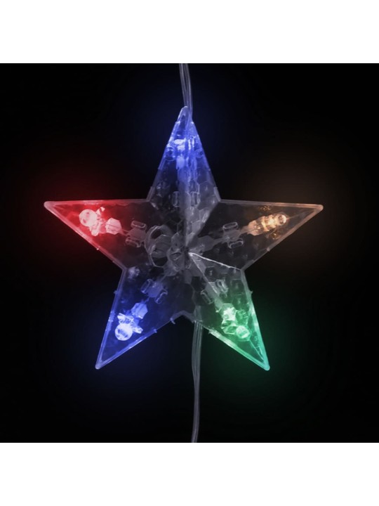 Světelný závěs hvězdičky 200 LED pestrobarevné světlo 8 funkcí
