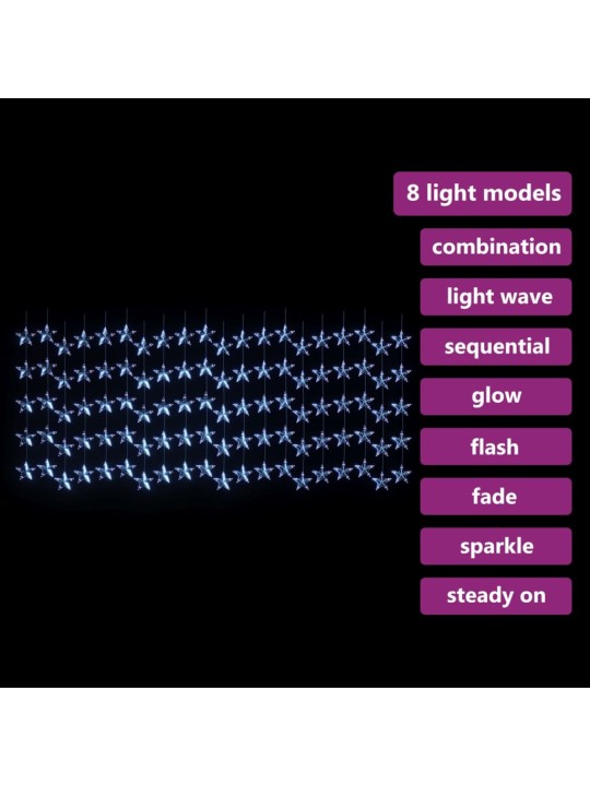 Světelný závěs hvězdičky 500 LED modré světlo 8 funkcí
