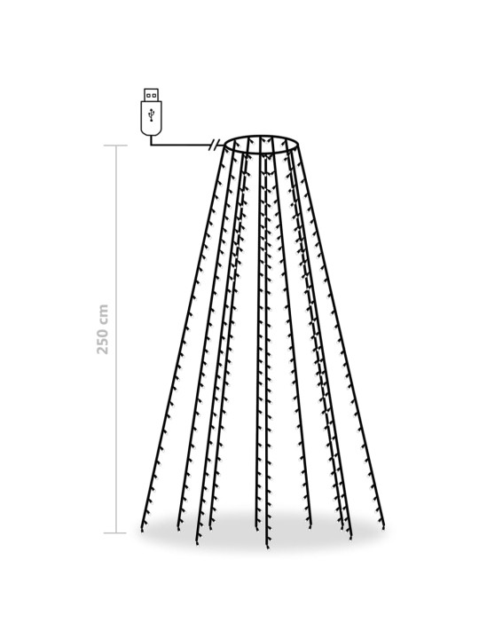 Světelná síť na vánoční stromek 250 modrých LED diod 250 cm