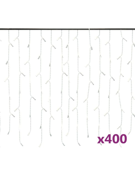 LED světelný závěs rampouchy 10 m 400 LED studený bílý 8 funkcí