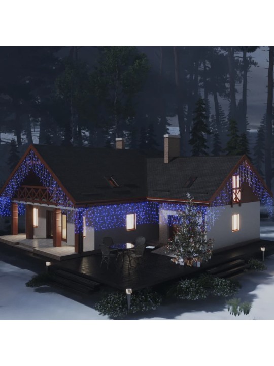 LED světelný závěs s rampouchy 10 m 400 LED modrý 8 funkcí
