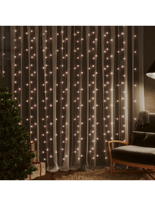 Světelný závěs 3 x 3 m 300 LED diod teplé bílé světlo 8 funkcí