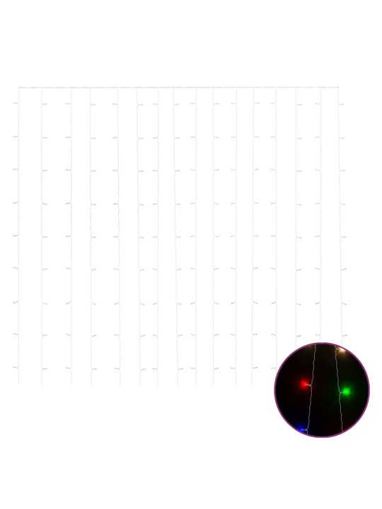 Světelný závěs 3x3 m 300 LED diod pestrobarevné světlo 8 funkcí