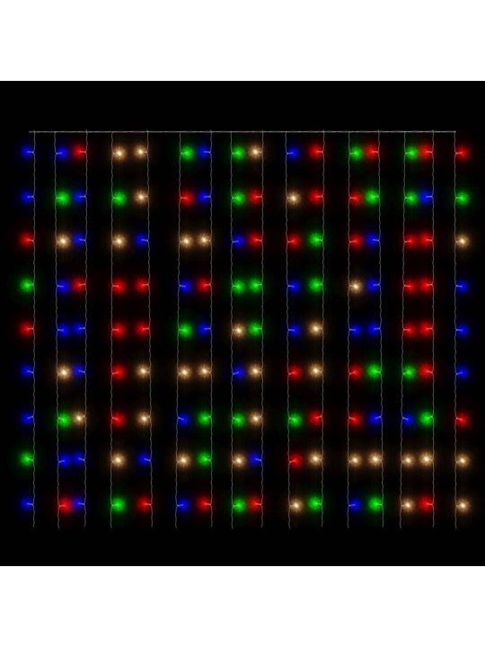 Světelný závěs 3x3 m 300 LED diod pestrobarevné světlo 8 funkcí