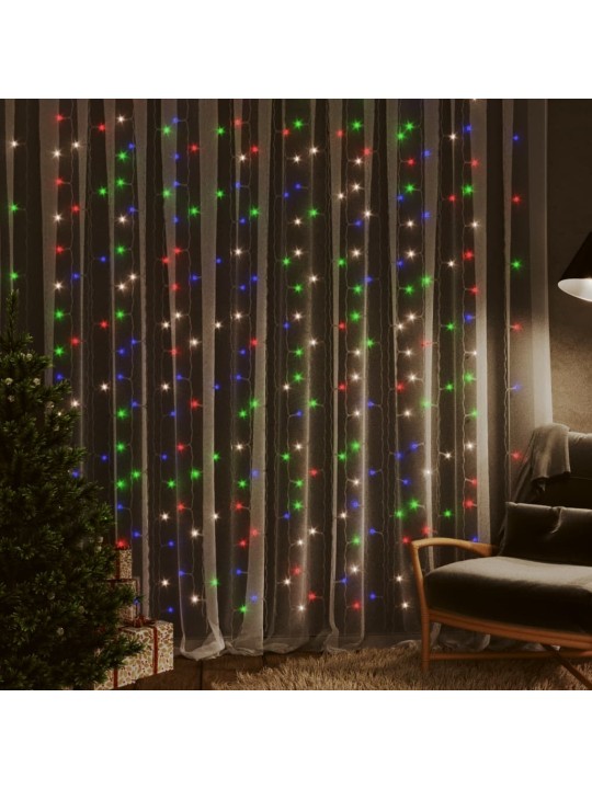 Světelný závěs 3x3 m 300 LED diod pestrobarevné světlo 8 funkcí