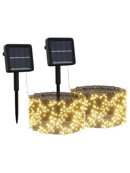 Solární světelné řetězy 2 ks 2x200 LED teplé bílé dovnitř i ven