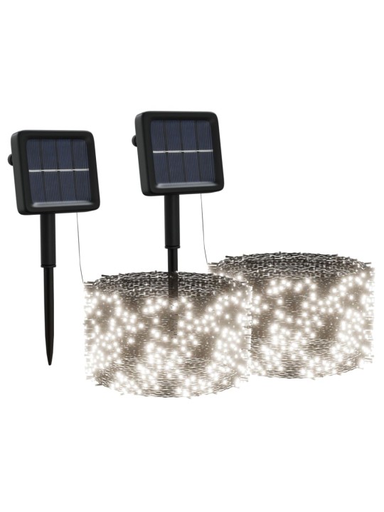 Solární světelné řetězy 2 ks 2x200 LED studené bílé dovnitř/ven