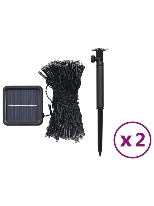 Solární světelné řetězy 2 ks 2x200 LED studené bílé dovnitř/ven