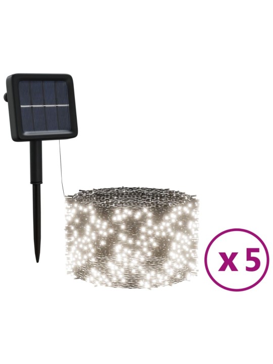 Solární světelné řetězy 5 ks 5x200 LED studené bílé dovnitř/ven