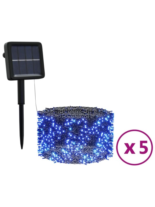 Solární světelné řetězy 5 ks 5 x 200 LED modré dovnitř i ven