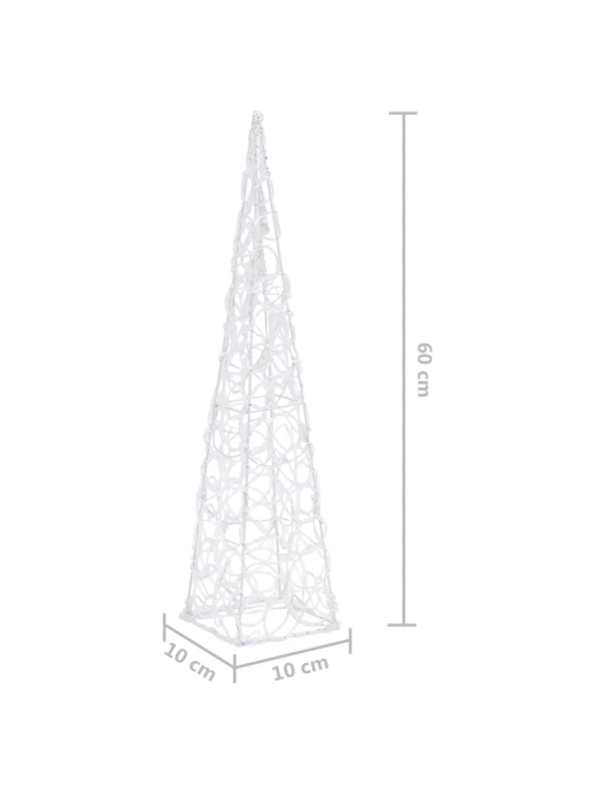 Akrylový dekorativní světelný LED kužel studený bílý 60 cm