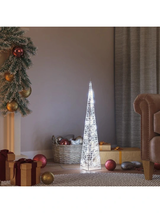 Akrylový dekorativní světelný LED kužel studený bílý 60 cm