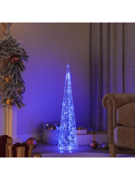 Akrylový dekorativní světelný LED kužel modrý 90 cm