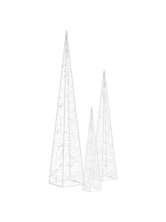 Sada akrylových světelných LED kuželů modrá 30/45/60 cm